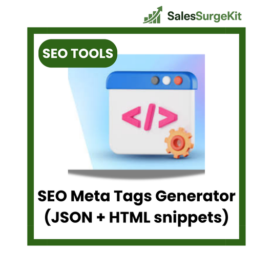 SEO Meta Tags Generator (JSON + HTML snippets)